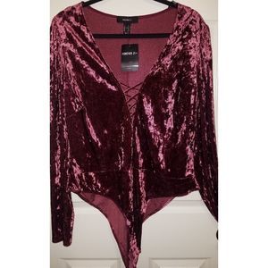 Plus size velvet bodysuit.